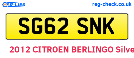 SG62SNK are the vehicle registration plates.