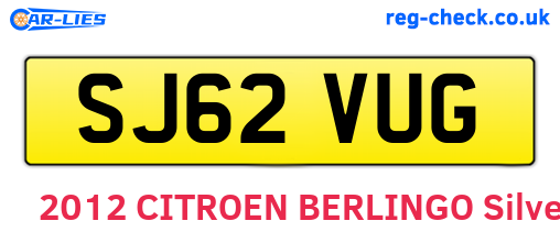SJ62VUG are the vehicle registration plates.