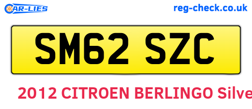 SM62SZC are the vehicle registration plates.