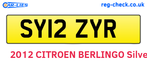 SY12ZYR are the vehicle registration plates.