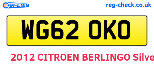 WG62OKO are the vehicle registration plates.