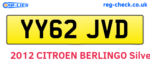 YY62JVD are the vehicle registration plates.
