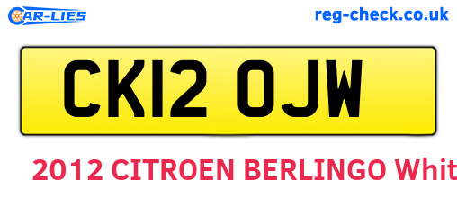 CK12OJW are the vehicle registration plates.