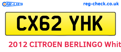 CX62YHK are the vehicle registration plates.