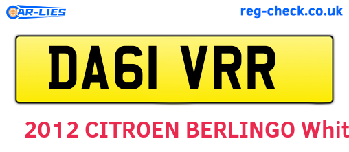 DA61VRR are the vehicle registration plates.