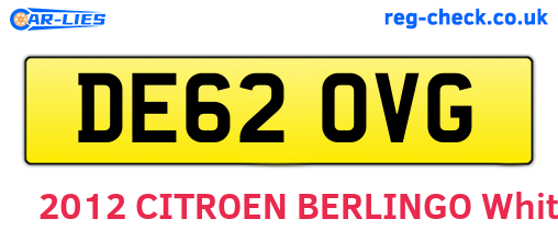 DE62OVG are the vehicle registration plates.