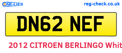 DN62NEF are the vehicle registration plates.
