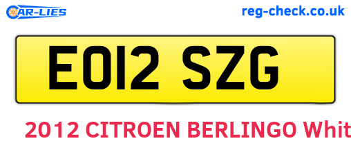 EO12SZG are the vehicle registration plates.