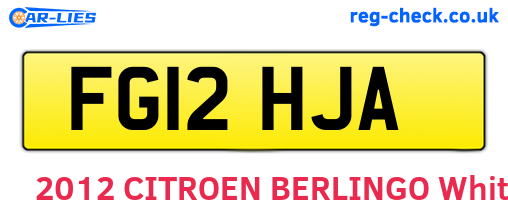 FG12HJA are the vehicle registration plates.