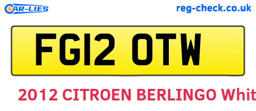 FG12OTW are the vehicle registration plates.