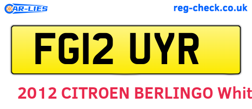 FG12UYR are the vehicle registration plates.