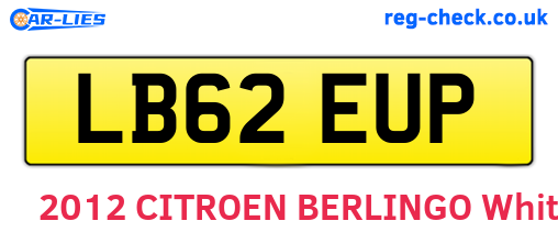 LB62EUP are the vehicle registration plates.