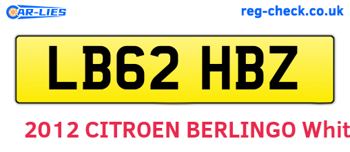 LB62HBZ are the vehicle registration plates.