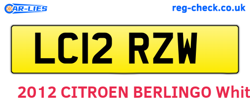LC12RZW are the vehicle registration plates.
