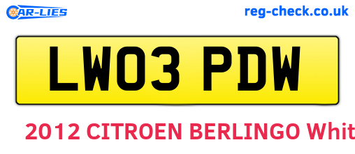 LW03PDW are the vehicle registration plates.