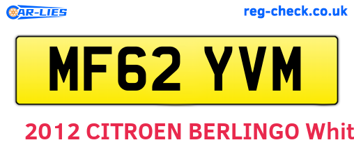 MF62YVM are the vehicle registration plates.