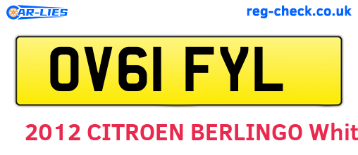 OV61FYL are the vehicle registration plates.