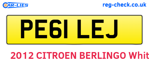 PE61LEJ are the vehicle registration plates.