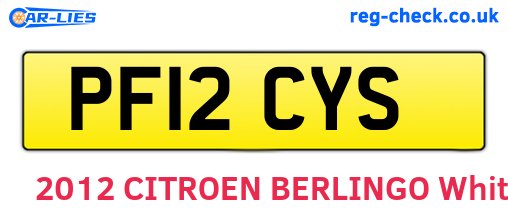 PF12CYS are the vehicle registration plates.