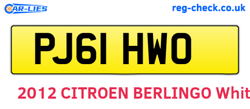 PJ61HWO are the vehicle registration plates.