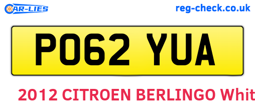 PO62YUA are the vehicle registration plates.