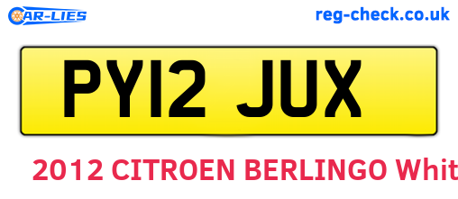 PY12JUX are the vehicle registration plates.