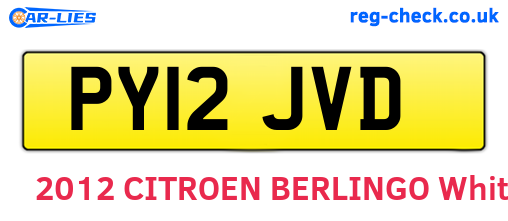 PY12JVD are the vehicle registration plates.