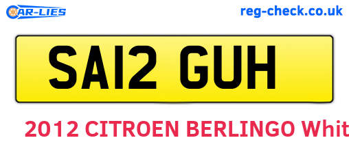 SA12GUH are the vehicle registration plates.