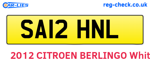SA12HNL are the vehicle registration plates.
