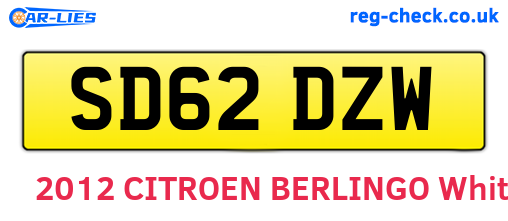 SD62DZW are the vehicle registration plates.