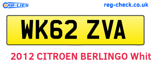 WK62ZVA are the vehicle registration plates.