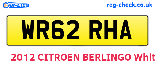 WR62RHA are the vehicle registration plates.