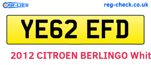 YE62EFD are the vehicle registration plates.