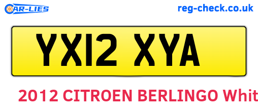 YX12XYA are the vehicle registration plates.