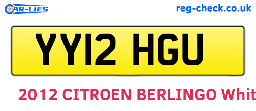 YY12HGU are the vehicle registration plates.