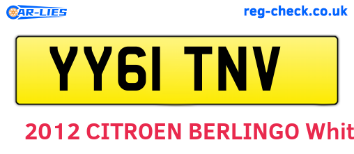 YY61TNV are the vehicle registration plates.