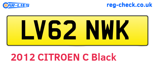 LV62NWK are the vehicle registration plates.