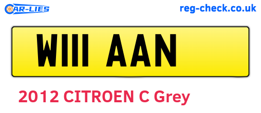 W111AAN are the vehicle registration plates.