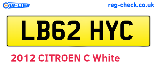 LB62HYC are the vehicle registration plates.