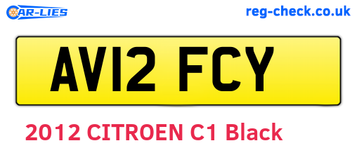 AV12FCY are the vehicle registration plates.