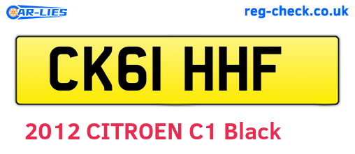 CK61HHF are the vehicle registration plates.