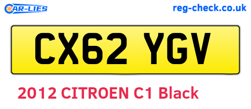 CX62YGV are the vehicle registration plates.