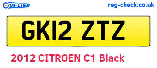 GK12ZTZ are the vehicle registration plates.