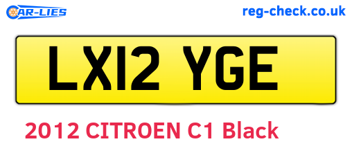 LX12YGE are the vehicle registration plates.