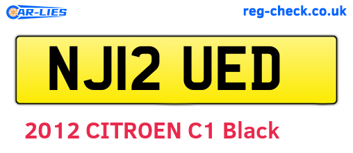 NJ12UED are the vehicle registration plates.