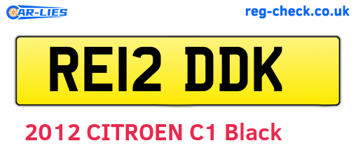 RE12DDK are the vehicle registration plates.