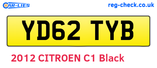 YD62TYB are the vehicle registration plates.