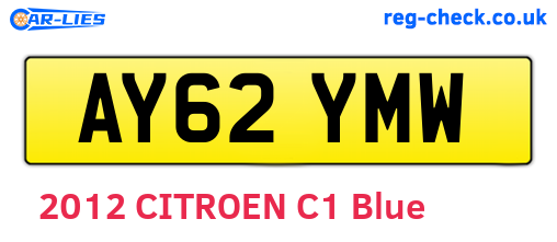 AY62YMW are the vehicle registration plates.