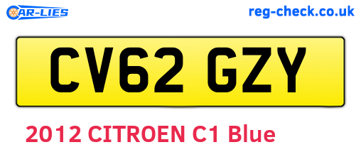 CV62GZY are the vehicle registration plates.