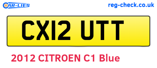 CX12UTT are the vehicle registration plates.